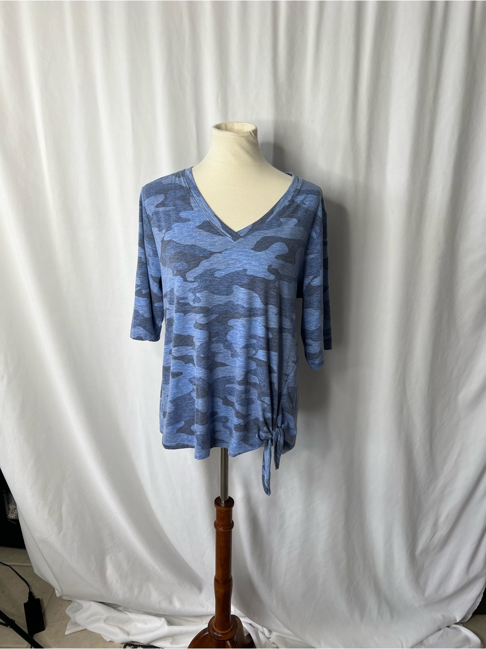 Democracy Blue Camo Side Tie Top – Size Large